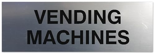 Signs ByLITA Basic Vending Machines Sign | Easy No-Tool Installation | Powerful Foam Tape (Brushed Silver) - Large