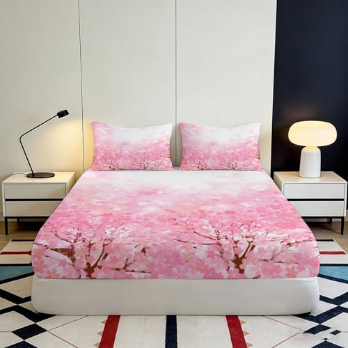 Drap housse cerisier 140x200 microfibre grand bonnet - 4