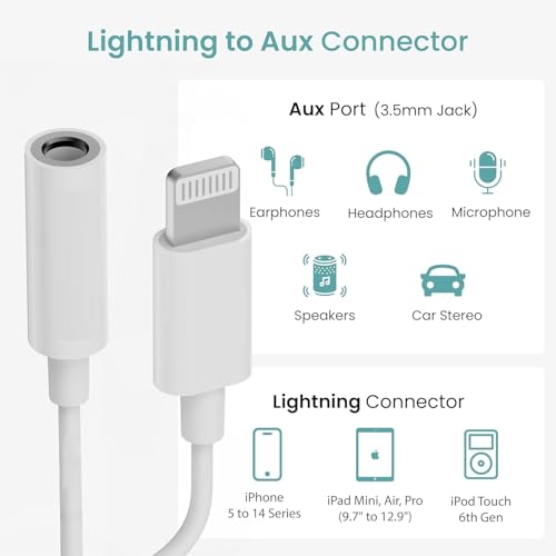 REDWIND-Lightning-to-35mm-Audio-Earphones-Jack-Adapter-AUX-Cable-Port-Converter-for-iPhone-1413-1211-XXS-87-6S-SEiPodiPad-Headphone-Car-Stereo-Connector-White