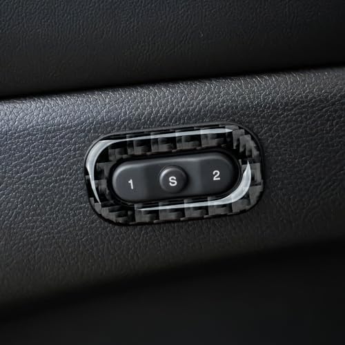 Image of Car Seat Memory Button Cover Decals for 2011-2020 Dodge Durango / 2011-2021 Jeep Grand Cherokee WK2 /2022 WK Accessories Carbon Fiber Stickers