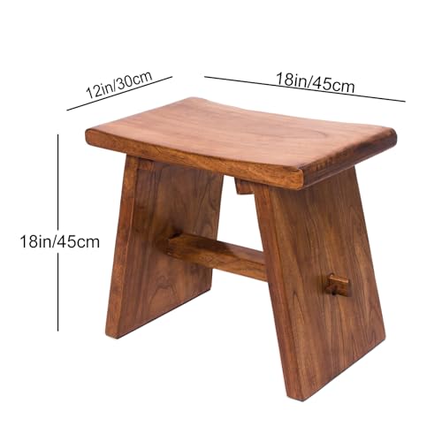 Solid-Wood-Accent-Stool-18-Teak-Shower-Bench-Rustic-Garden-Seating-Chair-for-Inside-Or-Gardening-Decor-Outdoor-Furniture Solid Wood Accent Stool 18 Teak Shower Bench Rustic Garden Seating Chair for Inside Or Gardening Decor Outdoor Furniture