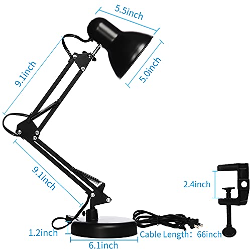 Gupuzm Led Desk Lamp With Clamp - Swing Arm Desk Lamp With 1 Led Cold Light Bulbs 6500K - Folding Table Lamp，Used For Office, Work, Study, Dormitory Reading And Eye Protection Desk Lamp (Black-01) #TOP4