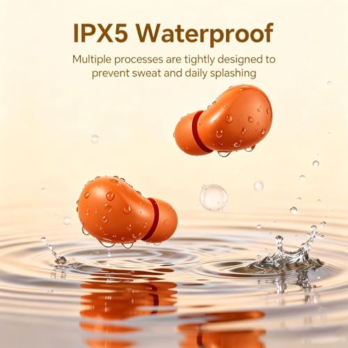 Image of Xmenha Orange Smallest Invisible Earbuds Wireless Bluetooth, Low Profile | Micro Tiny Discreet Hidden Earbuds for Work Small Headphones Invisible Sleep Wireless Earphone Ear Buds for Small Ear Canals