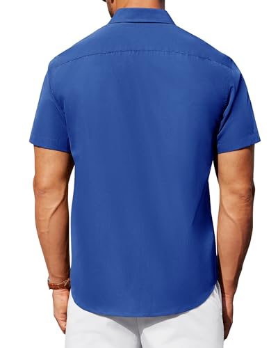 Image of Alimens & Gentle Men's Short Sleeve Dress Shirts Wrinkle Free Untucked Casual Button Down Shirt