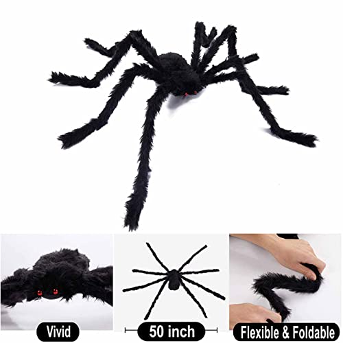 Halloween Natale Large Spider Web Stretch Triangolare Ragnatela Puntelli Opzioni di dimensioni multiple Bianco spaventoso con picchetti a gancio per la decorazione del cortile all'aperto (59in Spide