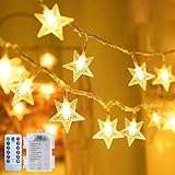 Star String Lights, 33ft 100 LED 8 Modes Star Fairy Lights Battery Operated Waterproof Indoor Outdoor for Bedroom Patio Party Wedding Tent Loft Bed Xmas Tree Decor, Multicolor