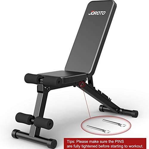 JOROTO Adjustable Weight Bench,Strength Training Bench,Multi-purpose Foldable Bench 7 Adjustable Angles for Full Body Workout Home Gym (Black)