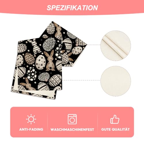 Artoid Mode Schwarz Hasen Ostereierr Ostern Tischläufer, Frühling Küche Tisch Dekoration Drinnen Urlaub Party Dekor 40x140 cm