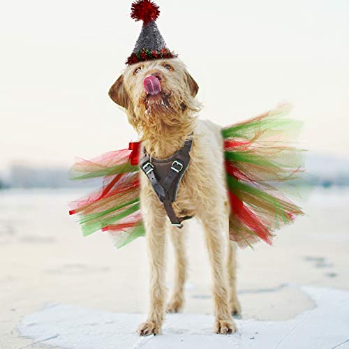 PretyzOOM 2 peças fantasia de festa de Natal com glitter e lantejoulas, chapéu de malha, vestido de