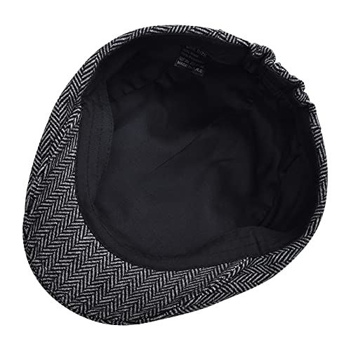 Starance Men's Flat Cap Wool Tweed Driving Cap Irish Newsboy Hat (Herringbone Gray) #TOP5