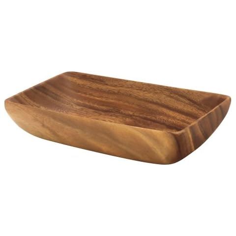Pacific Merchants Acaciaware 10-by 6-by 2-Inch Acacia Rectangle Serving/Salad Bowl, Wood brown Cover