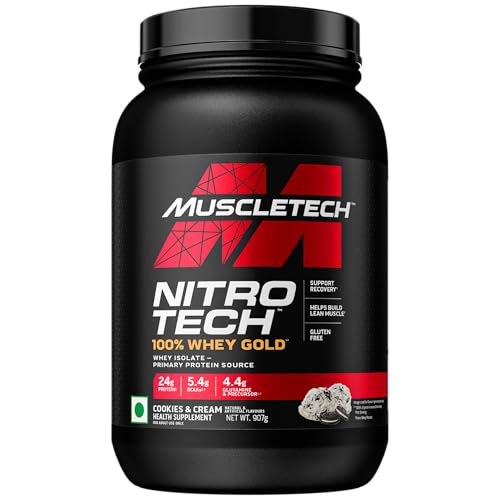 Image of MuscleTech Nitro-Tech Whey Gold Protein Powder | 24 g Protein & 5.4 g BCAAs Per Serving | Supports Lean Muscle & Faster Recovery | Cookies & Cream | 907 g