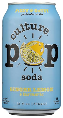 Culture Pop Soda Ginger Lemon &amp; Turmeric Probiotic Soda, 12 FZ
