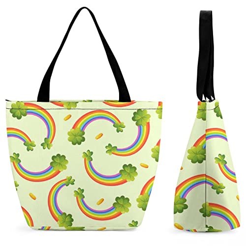 Lurnise Damen Handtasche Umhängetasche Regenbogen-Klee Henkeltasche Shopper Damen Schultertasche Große Damen-Reisetasche - 32,5 X 28,5 X 18Cm Cover