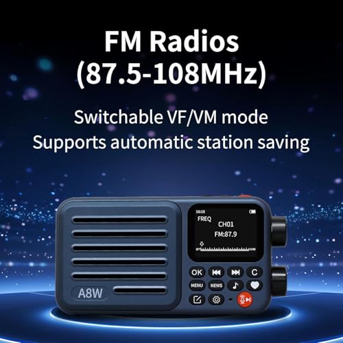 Choyong A8W Tragbarer Smart-Internet-Radio-Empfänger, WLAN/4G-Radio-Lautsprecher mit FM, Micro-SD-Karte, alle Welt-Radios, für Zuhause mit WLAN, Digitalradio, choyoung