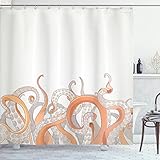 Ambesonne Octopus Shower Curtain, Octopus Tentacles Background Underwater Marine Nature and Sea Creatures Nautical, Cloth Fabric Bathroom Decor Set with Hooks, 69