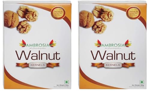 Image of Ambrosia Premium Kashmiri Walnut Kernels (Akhrot Giri) 500g (Pack of 2 x 250g) | Extra Light Halves | New Crop | Healthy Dry Fruits | Rich in Omega-3