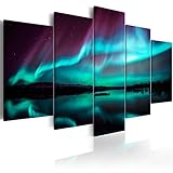 murando - Bilder Polarlicht 200x100 cm - Vlies Leinwandbild 5 Teilig Kunstdruck modern Wandbilder XXL Wanddekoration Design Wand Bild - Nordlicht Island Nacht c-B-0290-b-n
