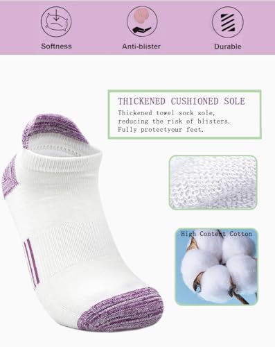 Womens Ankle Socks 6 Pairs Anti-blister Thick Cushioned Wicking Odor Resist Athletic Running Socks With Heel Tab2
