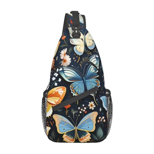Sac à bandoulière léger imprimé papillons colorés homme femme