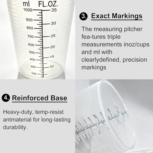 Vaso medidor de herbicida plástico 35oz con mango miniatura 4