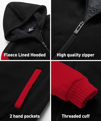 Image of SCODI Hoodies for Men Heavyweight Fleece Sweatshirt Zip Up Thick Jacket