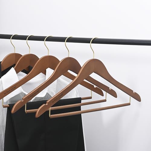 Sukkiri Non-Slip Wooden Suit Hangers with Locking Bar, Set of 30-Pack Heavy Duty Curved Coat Hangers with 360° Swivel Hooks for Travel, Retro by Sukkiri Homu - Used condition - US$26.69