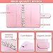 A6 PU Leather Budget Binder System with Cash Envelopes for Budgeting, Money Saving Binder Organizer for Cash with Zipper Pockets and Budget Sheets (Pink)
