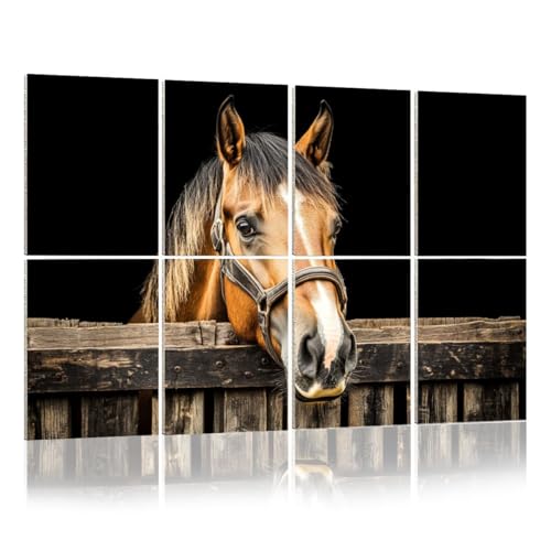 8 Pack Art Acoustic Panels Farm Country Funny Animal Wildlife Rustic Horse Barn Door Stable Decorative Sound Absorbing Wall Panels 48'x32' Noise Canceling Soundproof Padding Room Decor for Office