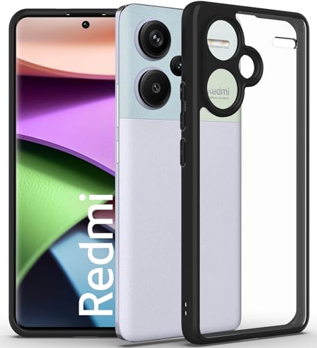 Image of KAPAVER Hybrid Clear Back Cover Case for Redmi Note 13 Pro Plus | Protective Shockproof Cleare Hard PC Soft Flexible Black TPU Cover