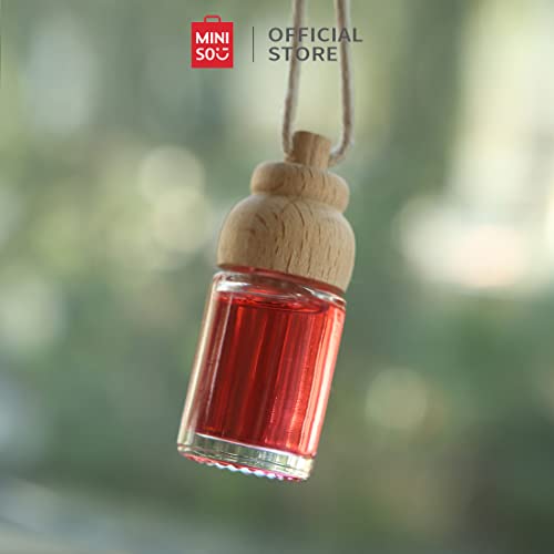 Image of MINISO Car Perfume Hanging Car Air Freshener Essential Oil in Glass Bottle Car Accessories, 8ML Strawberry