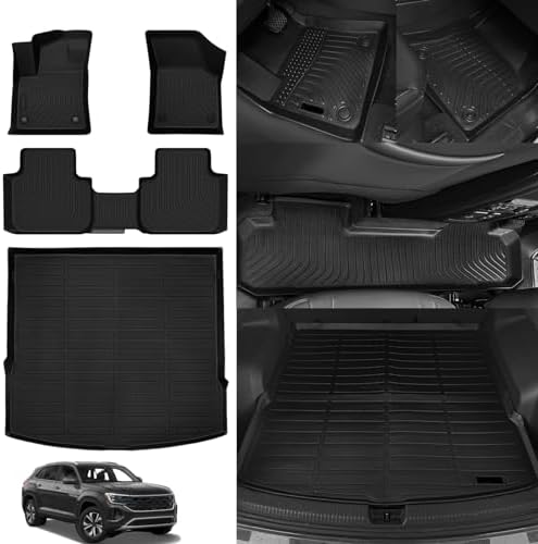 Wailtnb All-Weather Floor Mats For Volkswagen Atlas 7 Seats 2018-2024 - TPE Rubber Liners