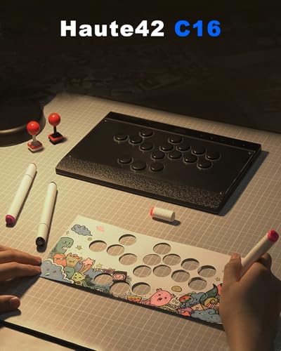 Image of Haute42 Leverless Controller for Arcade Gaming: C16 Magnetic Detachable Series - Aluminum Alloy Base with Acrylic Panel - Laser-Engraved Wrist Rest - Custom RGB Controller for PC /Switch /PlayStation