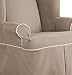 Serta | Relaxed Fit Durable Cotton Twill Canvas Furniture Slipcover, Reversible Fabric (Wingback Chair, Taupe/Ivory)