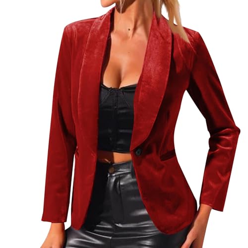 YAOJIWANG Blazer Mujer Formal Chaqueta De Terciopelo Manga Larga Traje De Chaqueta Casual Un BotóN Corte Ajustado, Con Bolsillos, Ropa De Fiesta, Informal, Solapa De Negocios, Oficina