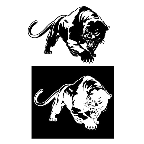 Acxico 2Pcs 20 x 13 cm Panther Hunting Car Body Decal Car Stickers Motorcycle Decorations Black/White
