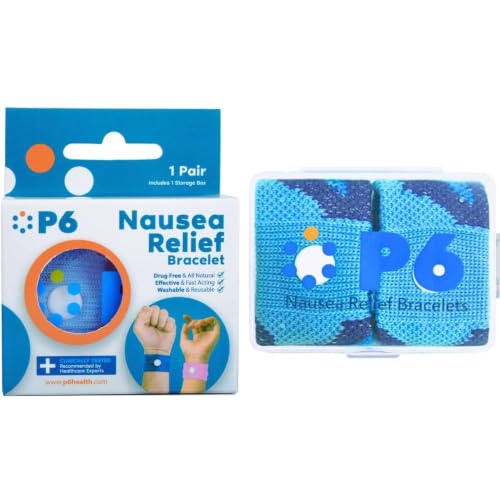 Image of P6 Health Original Natural Anti-Nausea Relief Motion Car Sea Sickness Relief Wrist Bands for Adults (1 Pack, Blue)