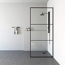 VIGO Divide 34 in. W x 74 in. H Framed Fixed Shower Screen Door in Matte Black with 3/8 in. 10mm Clear Glass VG6090MBCL3474