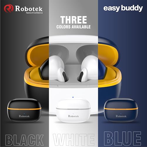 Image of Robotek EasyBuddy True Wireless Earbuds | 32 Hours Playtime, Water Resistant | Silicon mic for Crystal Clear Calling | Lightweight & Durable Design (Black)