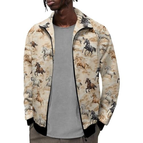 Image of Men's Lightweight Jackets Casual Full Zip Fleece Jacket Men Coats Fashion Long Sleeve Sweatshirt