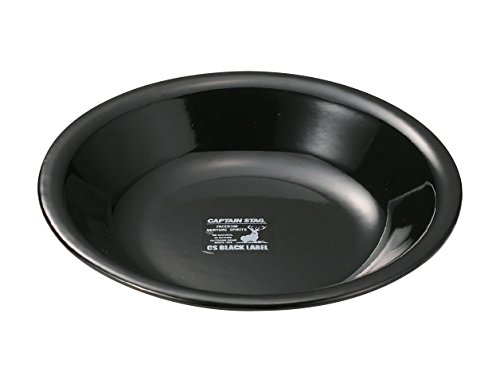 Captain Stag UH-521 CS Black Label Enameled Plate for BBQ 8.7 inches (22 cm), Black