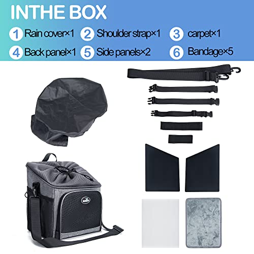 Wakytu Dog Bike Basket Carrier, Pet Bicycle Front Carrier Backpack For Bike Riding Foldable Removable, Reflective Strips, 2 Side Storage Pockets, Pet Travel Bag For Cats Small Dogs #TOP4