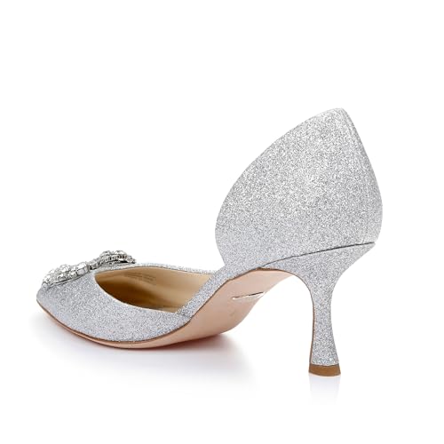 Image of Badgley Mischka Women's Fabia II Kitten Heels with Crystal Buckle