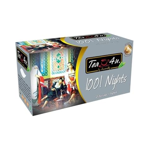 Tea4U Original Black & Green Tea Bags 1001 Nights - Exotic & Fresh Flavor, Ideal Hydration & Refreshing Herbal Blend for Any Time Day - Medium Caffeine - Soothing Brew, Convenient Packaging - 25 Count Cover