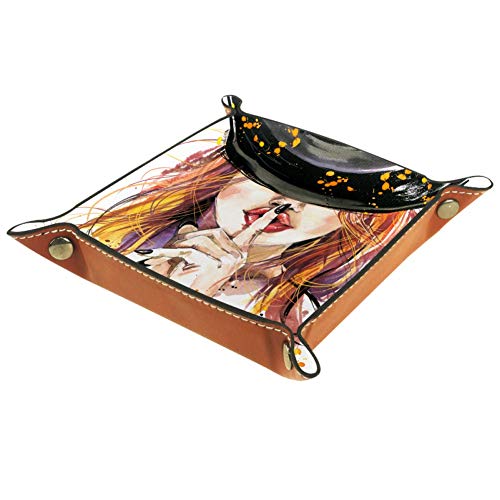 Ameili, vassoio decorativo per le labbra, in pelle sintetica, da uomo e donna, con vassoio per chiavi, monete e gioielli e base metal, colore: Labbra sexy.