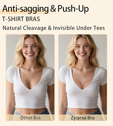 ZYQEXA Strapless Bras for Women with Support - Womens Underwire Push Up Plunge Halter Racerback Bralette Full Coverage Seamless Non Slip Workout Sexy Tshirt Convertible Bra, Black, 36D — view 5