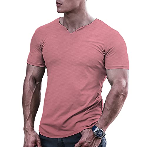 Hommes Chemises athlétiques de Musculation T-Shirts Musculaire à séchage Rapide Haut d'entraînement Gymnastique Rose M Cover
