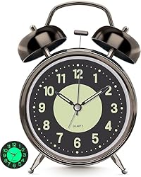 Lesipee Loud Alarm Clock for Heavy Sleeper, Clocks for Bedroom, 4'' Battery Operated Metal Clocks 2