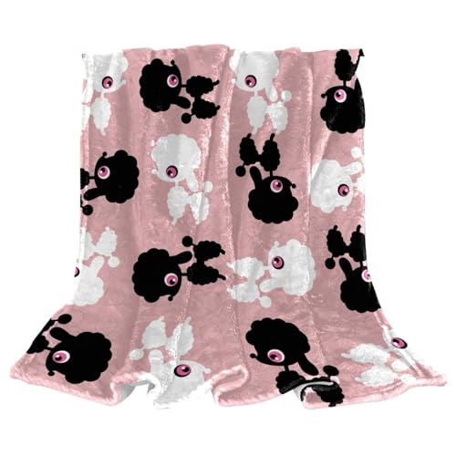 Couverture polaire chien noir et blanc 150x130 en microfibre douce