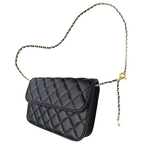 INNTURT Mini Belt Bag, Synthetic Leather Quilted Bags for Women Small Crossbody Bag Mini Bags for Women Trendy Accessories Small Black